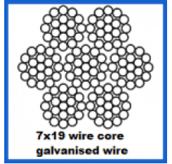10mm 7x19 Galvanised Wire Rope - Wire Core