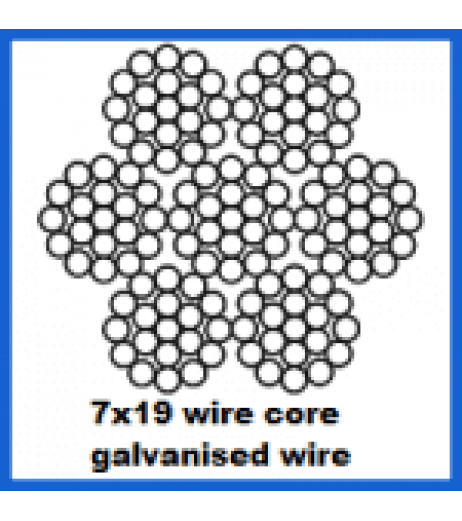 10mm 7x19 Galvanised Wire Rope - Wire Core