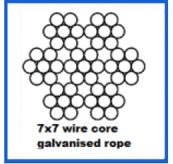 4mm 7x7 Galvanised Wire Rope - Wire Core
