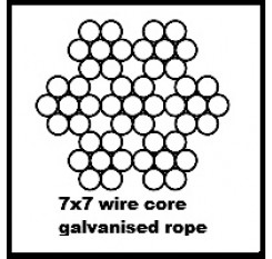 1mm 7x7 Galvanised Wire Rope - Wire Core